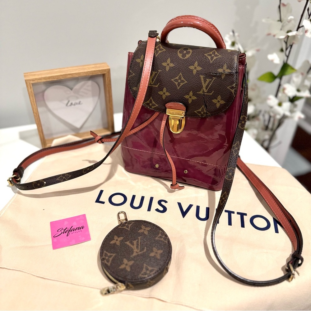 Louis Vuitton Hot Springs Vernis Patent Leather + Monogram Backpack Vieux Rose